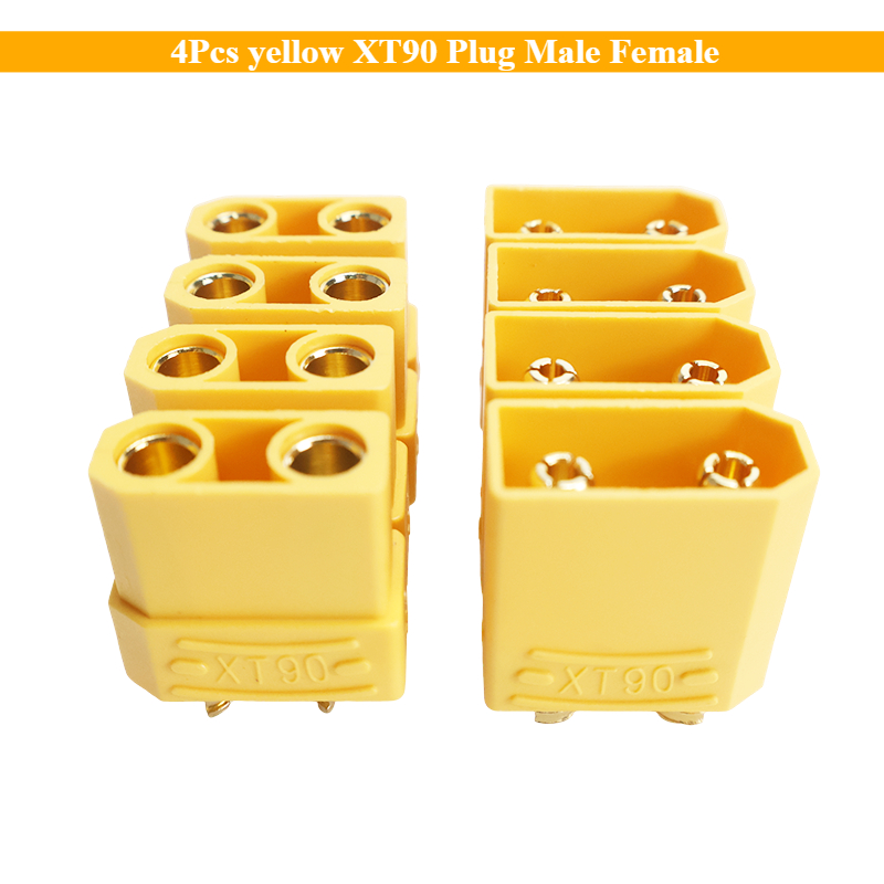 Drone Battery Connector - 4Pcs Yellow XT90 Plug Male Female
