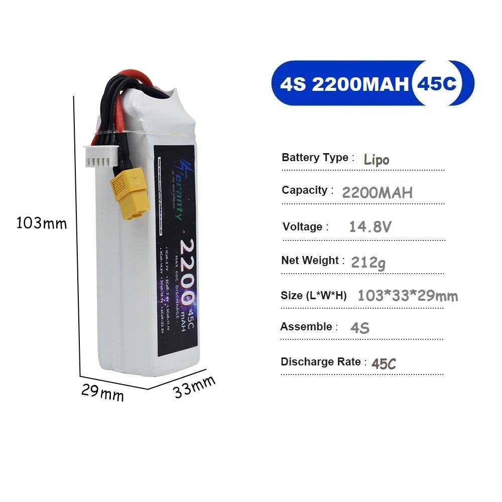 4S LiPo Battery 14.8V 1500mah  - огляд і ціна Drone Battery 4S
