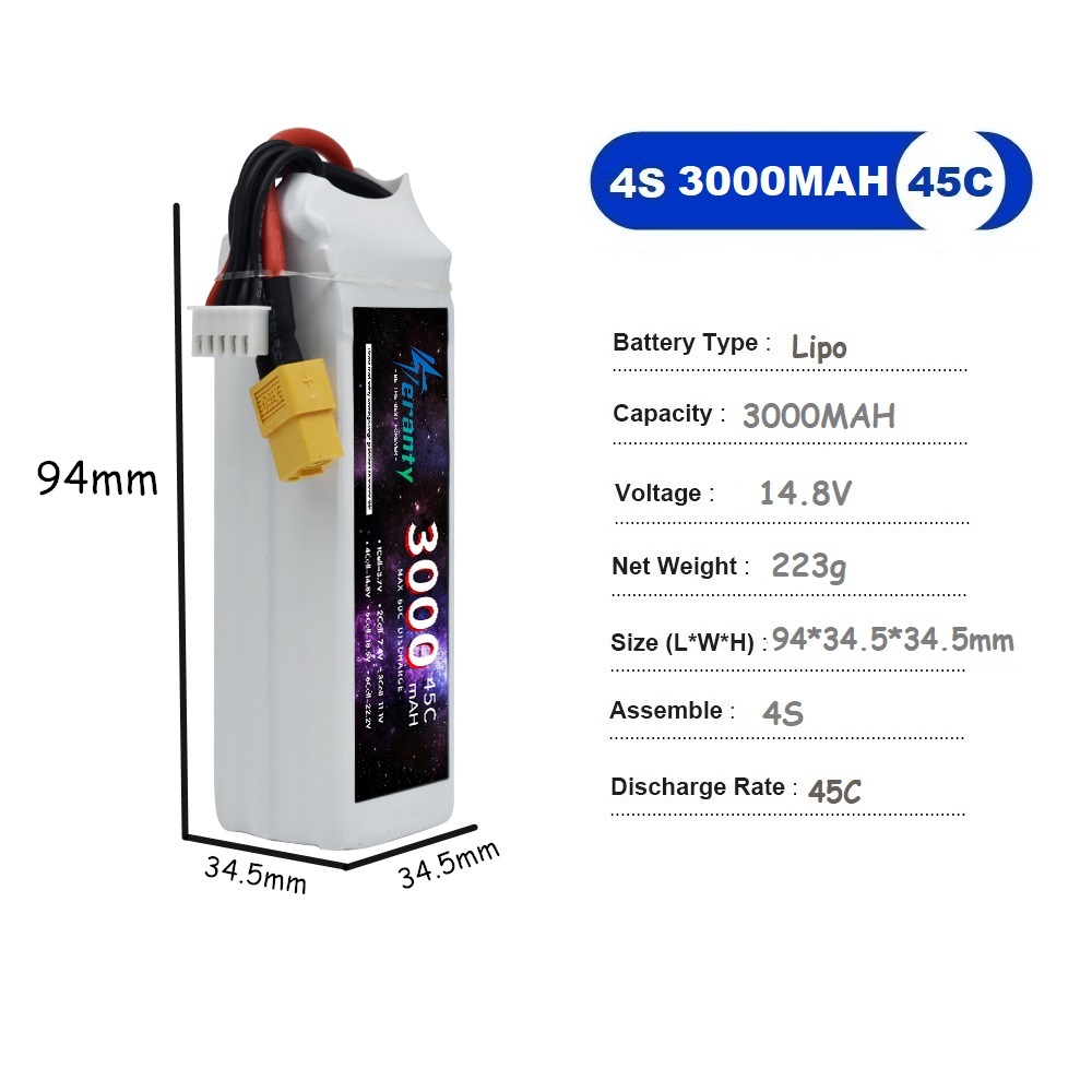 4S LiPo Battery 14.8V 1500mah  - огляд і ціна Drone Battery 4S