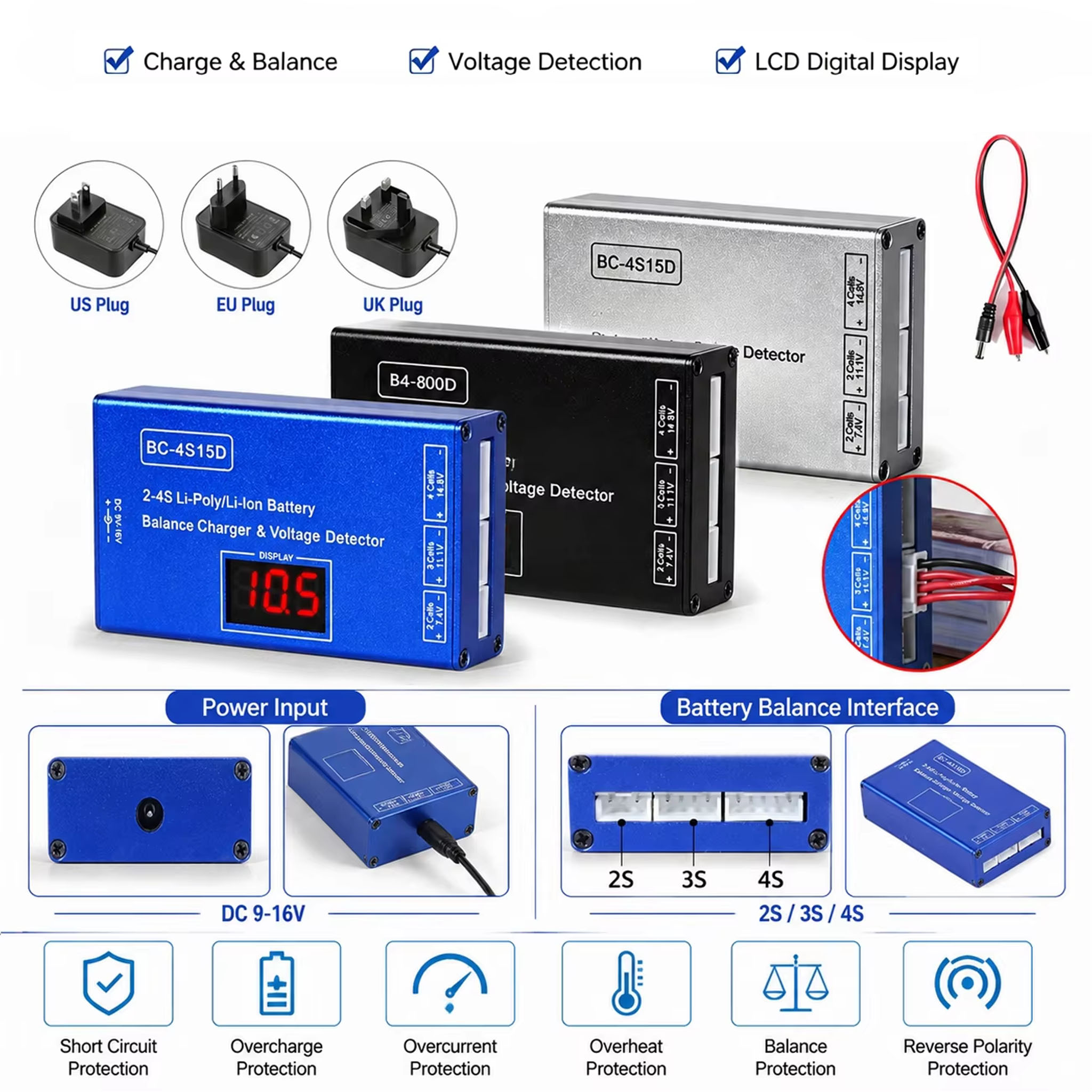 BC-4S15D 2-4S Lithium Balance  - огляд і ціна Drone Battery Voltage Checker