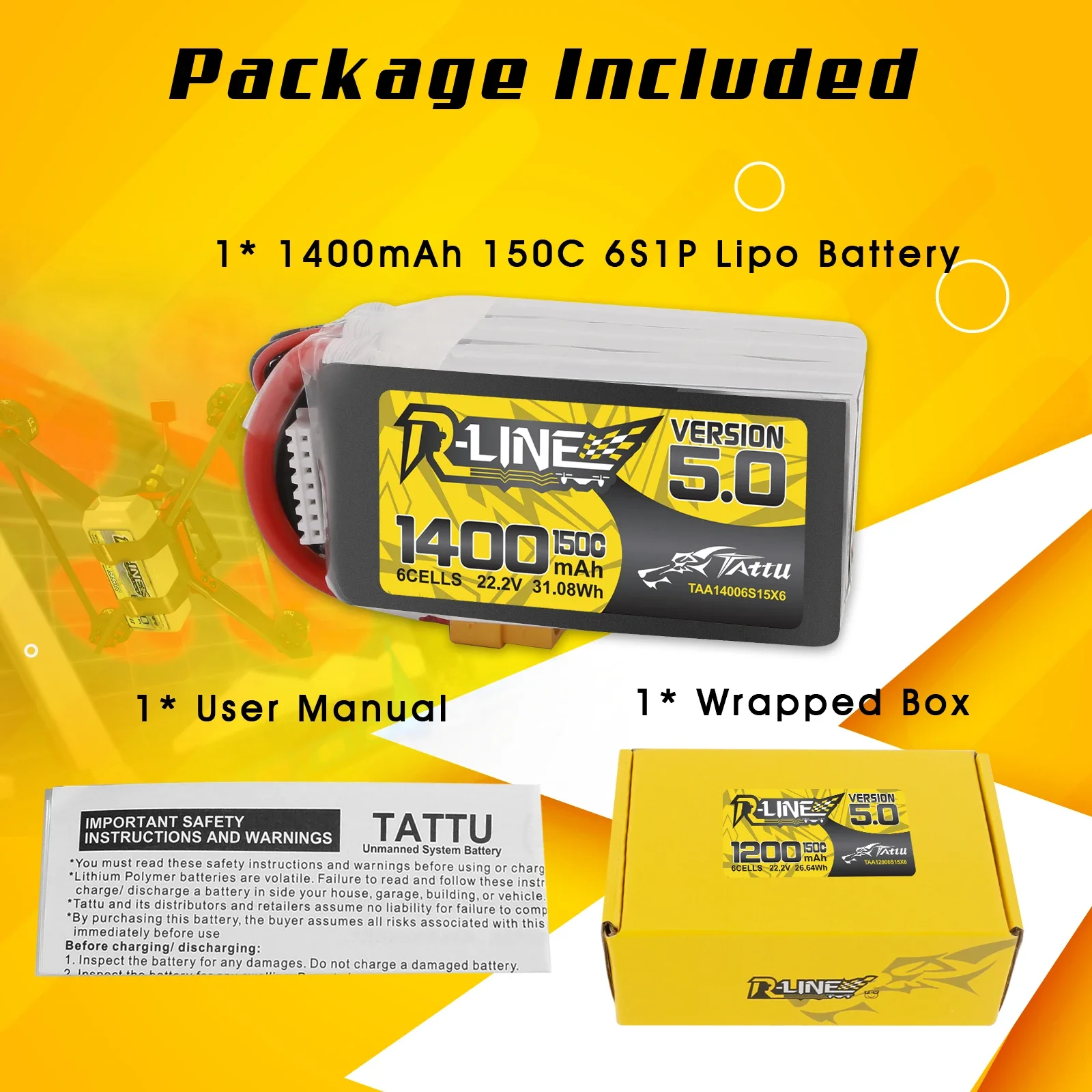 Tattu R-Line 1200mAh 1400mAh 6 - огляд і ціна Drone Battery 6S