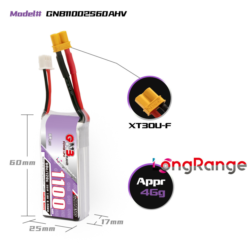 GNB 1100mAh 2S 3S 4S 6S 60C/12 - огляд і ціна Drone Battery Lipo