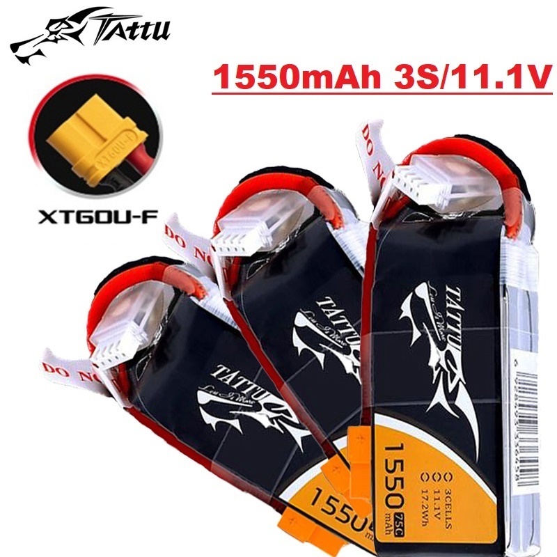 TATTU 3S 11.1V 1550mAh 75C LiP - огляд і ціна Drone Battery 3S