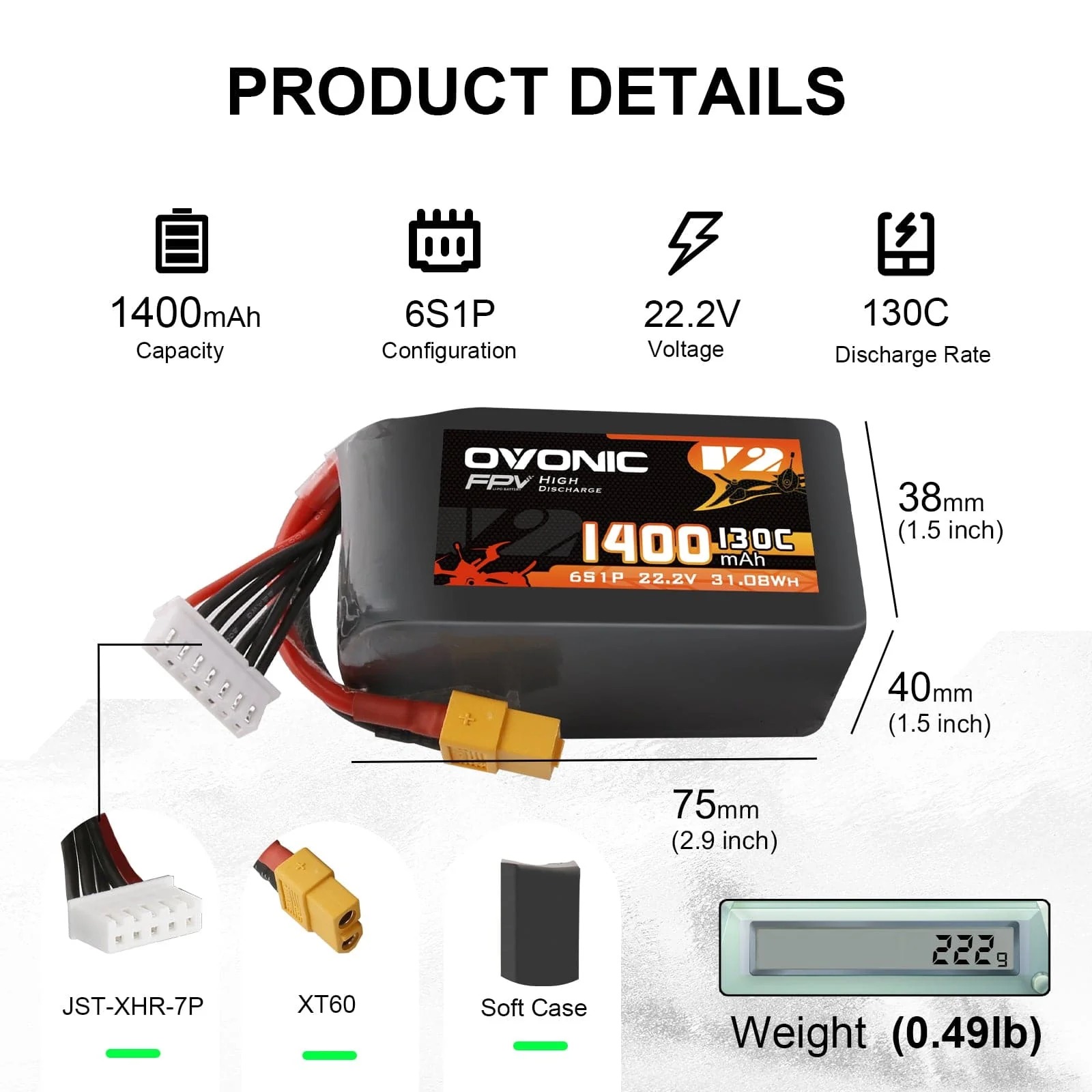 Ovonic 6S LiPo Battery 22.2V 1 - огляд і ціна Drone Battery Bag